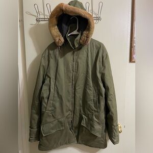 Vintage Military B-9 Parka Jacket Adult XL Zip Split Hooded